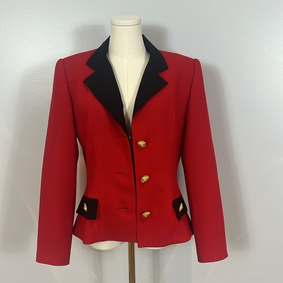 Wayne Clark Vintage Red and Black Wool Blazer - Picture 4 of 16